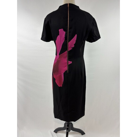 Ted Baker Column Dress Black Bright Flowers Size 2 4 High Neck Lined Maxi Sheath - Picture 2 of 13